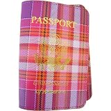 Cherry Plum Tartan Colors Baekgaard Leather Brights genuine leather embossed passport holder