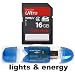 16GB SDHC SD 16 GB Sandisk Ultra Speicherkarte f�r Canon EOS 550D/ EOS 500D/EOS 1000D/EOS 60D/EOS 1100D/EOS 600D/EOS 450D/EOS 300X/EOS 400D/EOS 50D/Nikon D3100/D5000/D7000/D90/D5100/D300S/D700/D3000/D70s/Sony SLT-A55VL/DSLR A290L/SLT-A55V/SLT-A33/DSLR-A550L/DSLR-A580Y/DSLR-A580L/Alpha 900/DSLR-A500Y/SLT-A55VY/DSLR-A230L/Panasonic Lumix DMC-G1K/Pentax K-5/K7/K-r/K-x + Lights and Energy Micro USB SDHC Reader