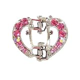 Hair Clip - Sm. Heart - Rose Crystals (61)