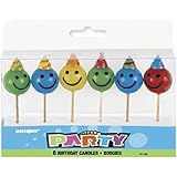 Smiley Face Birthday Candles, 6ct