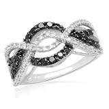10k White Gold Black and White Diamond Waves Ring (1/2 cttw, I-J Color, I3 Clarity)