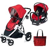 Britax U281771KIT3 B-Ready Stroller and Chaperone Infant Carrier with Diaper Bag - Red