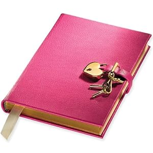 Genuine Leather Heart Lock Diary, Working Key and Lock, Pink, 8"