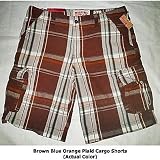 Brown Plaid Men's Expedition Cargo Shorts - Size 34