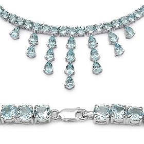 59.80 Carat Genuine Blue Topaz .925 Silver Necklace by