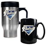 San Diego Padres MLB Stainless Steel Travel Mug & Black Ceramic Mug Set - Primary Logo