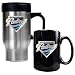 San Diego Padres MLB Stainless Steel Travel Mug & Black Ceramic Mug Set - Primary Logo by Great American Products