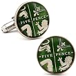 Hand Painted Authentic British Five Pence Coin Cufflinks