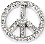 3D Rhinestone Encrusted Metal Car Trunk Emblem - Peace Sign Logo