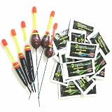 6 Balsaholz Knicklichtposen + 30 bunte DAM Knicklichter