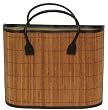 Split Bamboo Beach Bag with Canvas Lining and Leatherette Handle and Trim 13" x 15 3/4" x 6 1/4"