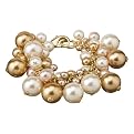 Tri-Tone Beaded Bracelet - Goldtone
