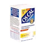 Os-Cal Chewable Calcium Supplement Tablets with Vitamin D, Light Lemon Chiffon, 60-Count Containers (Pack of 3)