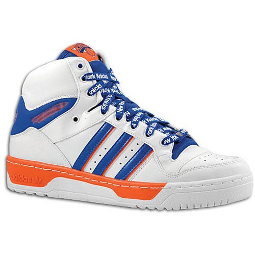 adidas Select Men's Attitude Mid (Knicks) Sneaker,White/Orange/Blue,12 M