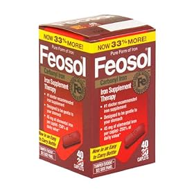 Feosol Carbonyl Iron Supplement Therapy, 40 Caplets (Pack of 2)
