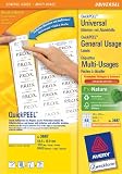 Produkt-Bild: Avery Zweckform 3667 Universal-Etiketten Quickpeel Inkjet-Laser-Farblaser-Kopierer wei&szlig; 48,5x16, 9mm 6400 Etiketten