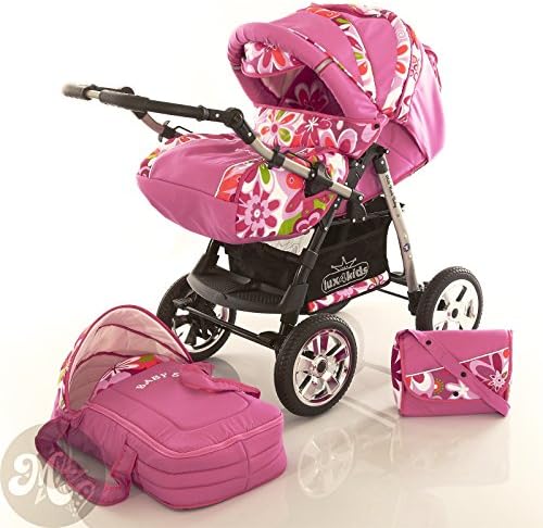 Milk Rock Baby Star Cruiser 2 in 1 Pram Combi Stroller & Pushchair (rain cover, mosquito net, 30 colors) 20 Rose Flowers