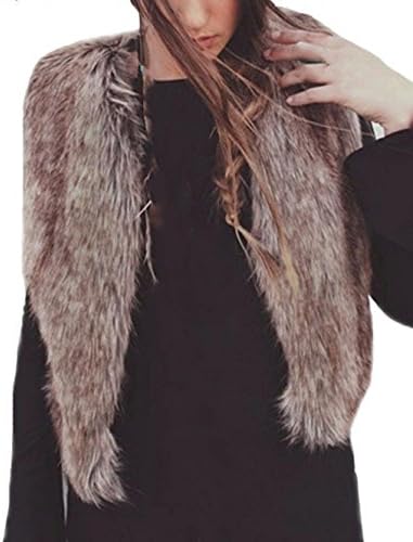 OVERMAL Lady Faux Fur Vest Waistcoat Long Hair Winter Warm Coat Outwear (ASIA XL)