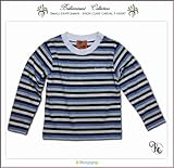 刺繍入りフォーマルに映える高級感あるボーダー長袖Ｔシャツ（JPBt)グレー　ストライプ　100cm