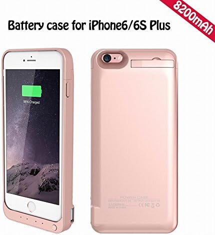Staromen Iphone6/6s Plus (5.5 Inch) External Battery Charger Case 8200mah Rechargeable Protective Battery Charging Case Backup Case Pack Power Bank (Rose Gold)