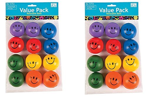 Mini Smile Face Relaxable Balls (2 Dz) Assorted colors