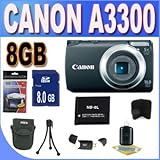 Canon Powershot A3300 16 MP Digital Camera with 5x Optical Zoom (Black) + 8 ....