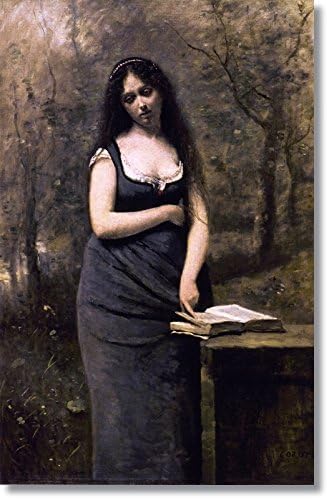 Blossoming art Veleda by Jean-Baptiste-Camille Corot Hand Made Reproduction on Canvas(20 inch * 31 inch ,Unframed)