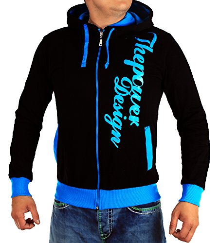Herren Kaputzenjacken The power Design 506 (XXL-Slim, Schwarz-Blau)