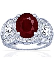 18K White Gold Oval Cut Ruby Fana Designer Ring