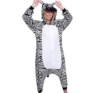 Sunrise Adult Giraffe Onesie Costume Kigurumi Pajamas (Medium, Zebra)