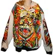 Men's Ed Hardy Sweat Jacket Hooded Hoodie Platinum All Over Fur Lined Hoody XXL