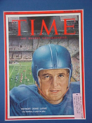 Bobby Layne Detroit Lions November 29 1954 Time Magazine Fabulous Beautiful Condition Professionally Matted Cover 11 X 14 Inch Size Delivered Ready For Framing