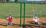 8' Tall Powder Coated Green Child's T Swing Set with 3 Seats
