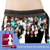 BellyLady Belly Dance Hip Scarf With Colorful Paillettes, Gold Coins Lively Style
