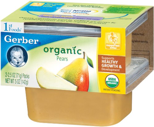 Gerber 1st Foods Organic Pears, 2-Count, 2.5-Ounce Tubs (Pack of 8)