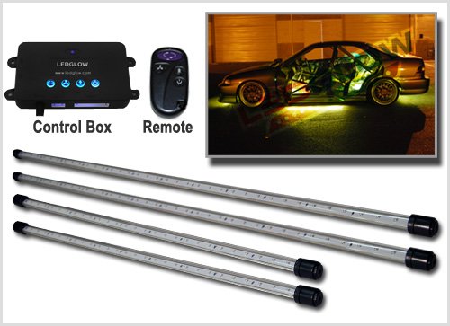 4pc Wireless Yellow LED Underbody Underglow Kit