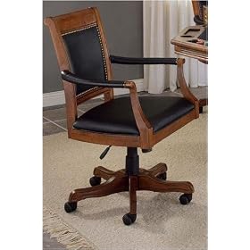 Kingston Square Leather back Game Chair, LEATHER, LIGHT CHERRY by Home Decorators Collection
