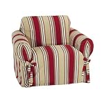 Classic Slipcovers Printed Classic Stripe Canvas Chair Slipcover, Red