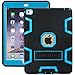 IPAD AIR 2 CASE, E LV iPad Air 2 Case Cover, Hybrid Dual Layer Armor Defender Protective Case Cover with 1 Black Stylus for iPad Air 2 - [BLACK/TURQUOISE]
