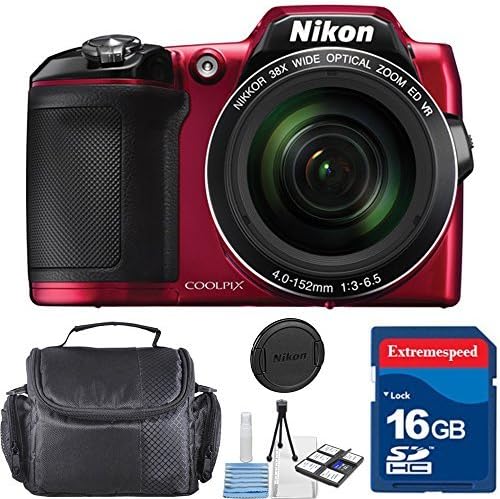 Nikon COOLPIX L840 Digital Camera (Red) + 16GB High Speed Memory Card + Case + Cleaning Kit