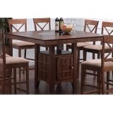 Counter Height Dining Table with Lazy Susan Walnut Finish