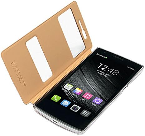 Oneplus One Flip Case Ultra-thin Luxury Leather Case with View Windows and Stand for Oneplus One (Yellow)