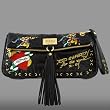 ED HARDY ORIGINAL BARBARA FOLD OVER CLUTCH BAG BLACK
