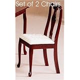Set of 2 Cherry Finish Wood Queen Anne Style Dining Side Chairs by AtHomeMart