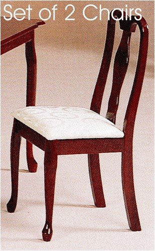 Set of 2 Cherry Finish Wood Queen Anne Style Dining Side Chairs