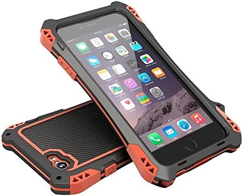 Spazi Carbon Fiber Aluminum Metal Gorilla Glass Heavy Duty Iphone 6 Case(4.7 Inch) Waterproof Shockproof Dirt Proof Iphone 6 Amira Cover Case Phone Shell with a Hook(red+black)