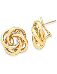 14k Yellow Gold Love Knot Tube Omega Back Earrings. Metal Wt- 6.42g