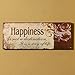 Adeco Decorative Wood Wall Hanging Sign Plaque, Happiness Burnt Orange Beige Home Decor - 14.9x5.9 Inches