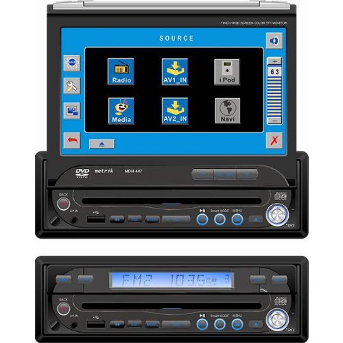 METRIK AM/FM/CD/MP3/DVD RECEIVER w/7 FLIP-OUT TOUCHSCREEN MONITOR