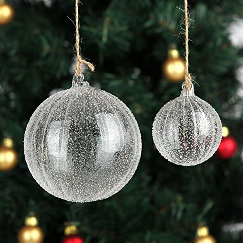 Dalakin Clear Glass Balls with Glass Particle Surface Christmas Xmas Ornament Party x 4Dia 10cm x 4